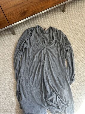 SKIMS Gray Long Button-Front Draped Cardigan